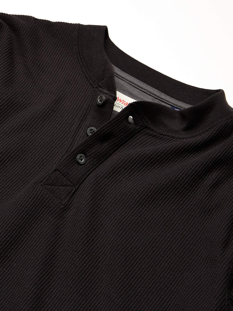Wrangler Authentics Men's Long Sleeve Waffle Henley, Caviar, XX-Large