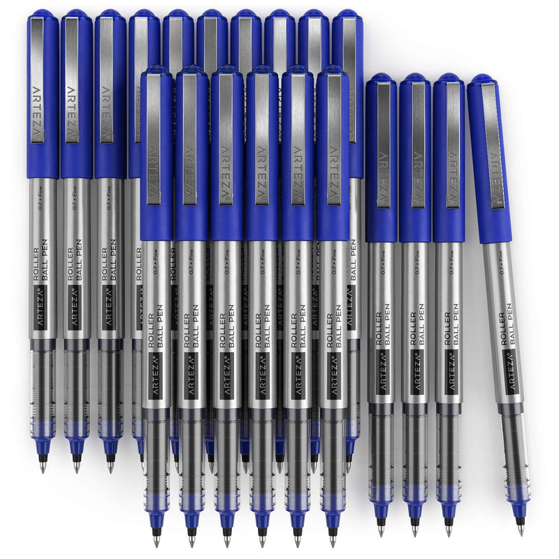 Arteza Roller Ball Pens, Blue, 0.7mm Nib - 20 Pack