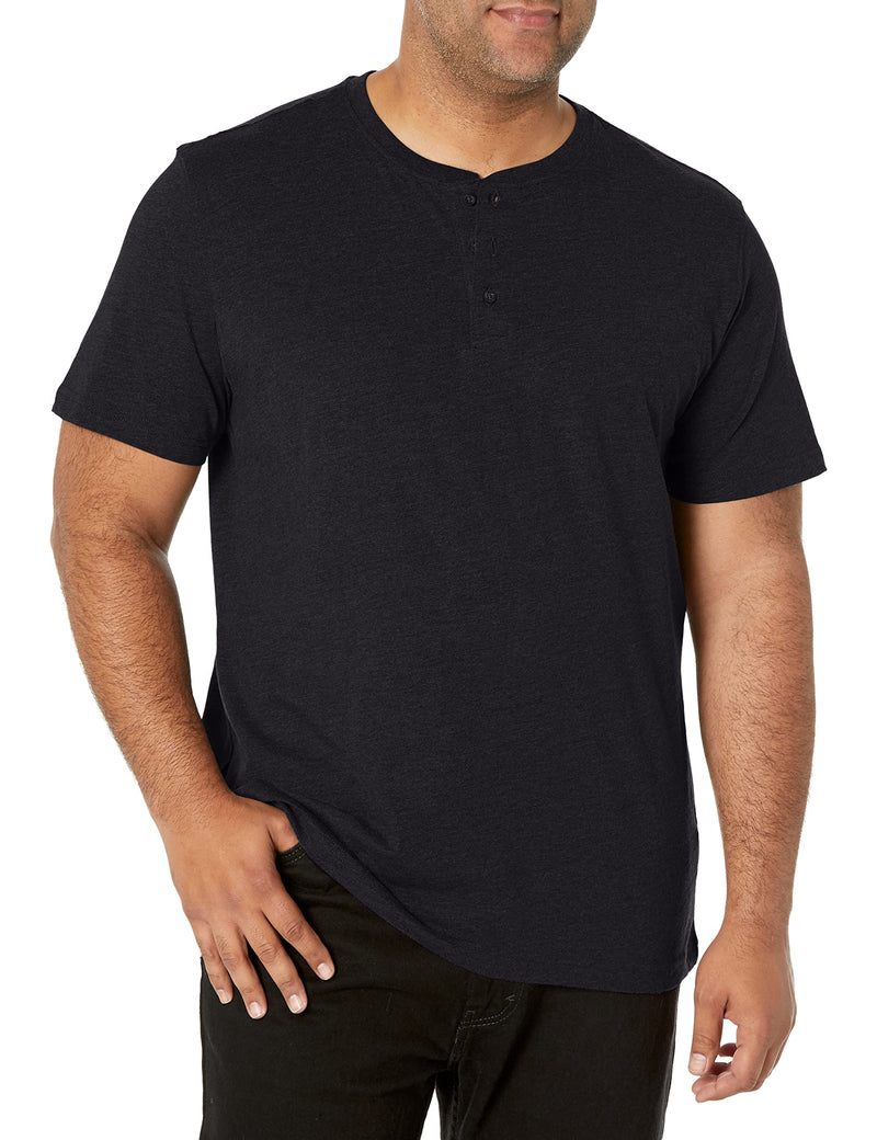 Wrangler Authentics Men's Short Sleeve Henley Tee, Black Onyx, X-Large