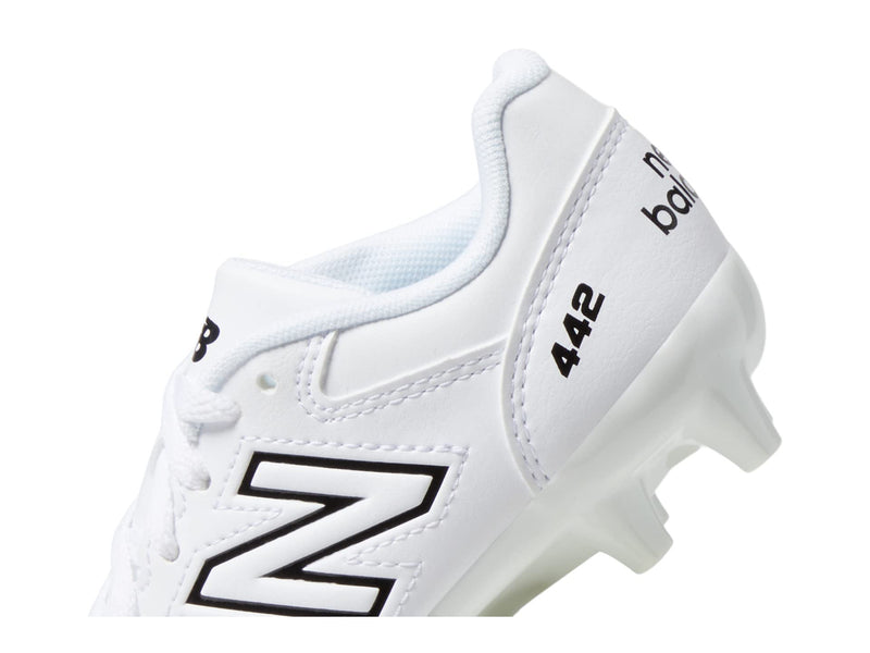 New Balance Boy's 442 V2 Academy FG Junior Soccer Shoe, White/Black, 4 Big Kid
