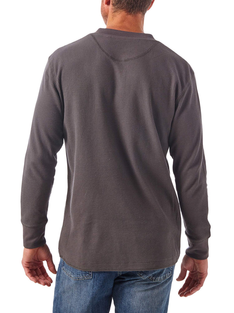 Wrangler Authentics Men's Long Sleeve Waffle Henley, Dark Charcoal, 3X-Large