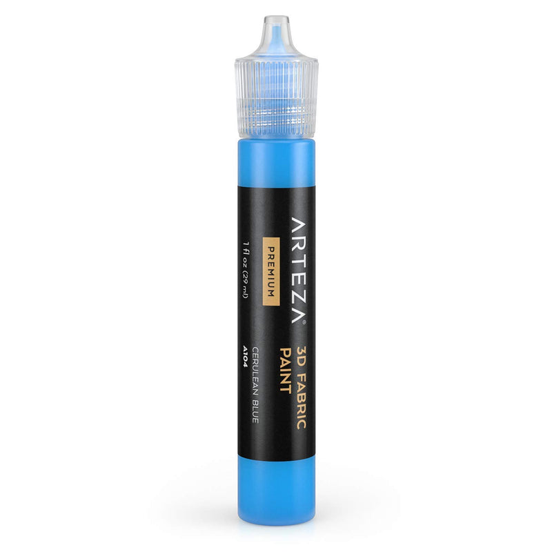 Arteza 3D Fabric Paint, 29ml Bottle - Cerulean Blue A104