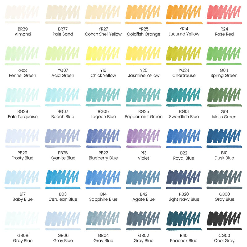 Arteza EverBlend™ Ultra Art Markers, Ocean Tones - 36 Colors