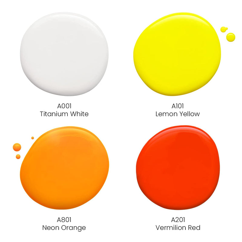 Arteza Pouring Acrylic Paint, Solar Tones, 4oz Bottles - Set of 4
