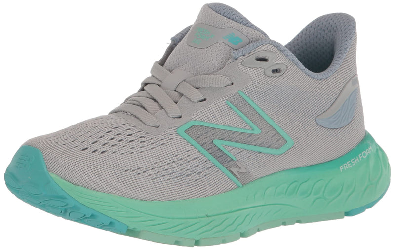 New Balance Girls Fresh Foam X 880 V12 Running Shoe, Light Aluminum/Bright Mint, 12.5 Little Kid