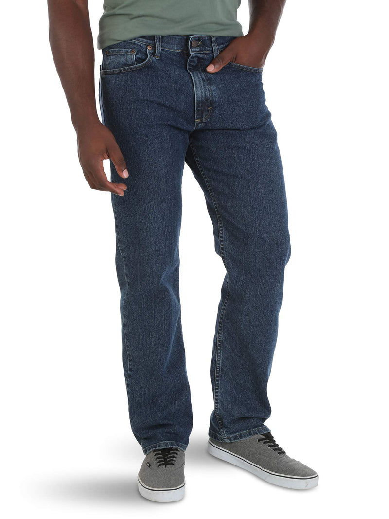 Wrangler Authentics Men's Comfort Flex Waist Relaxed Fit Jean, Dark Stonewash, 34W x 32L