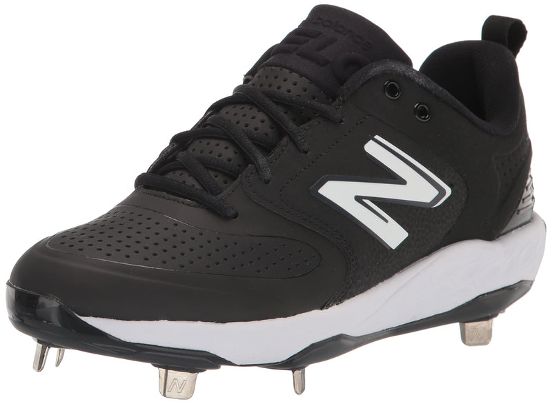 New Balance Women's Fresh Foam Velo V3 Softball Shoe, Black/White, 9.5 Wide