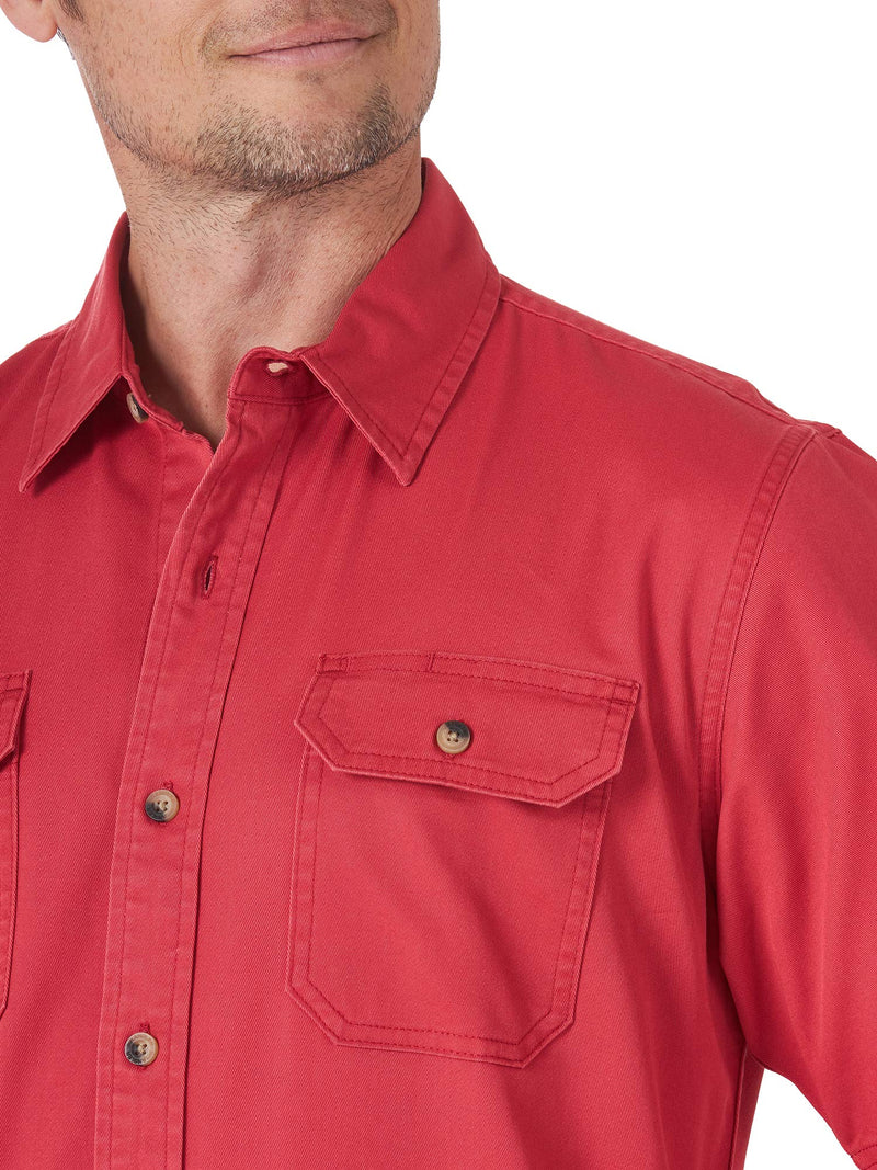 Wrangler Authentics mens Weather Anything Short Sleeve Woven Button Down Shirt, Cardinal, Medium US