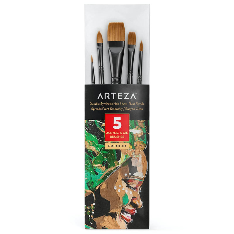 Arteza Acrylic & Oil Paint Brushes - Set of 5