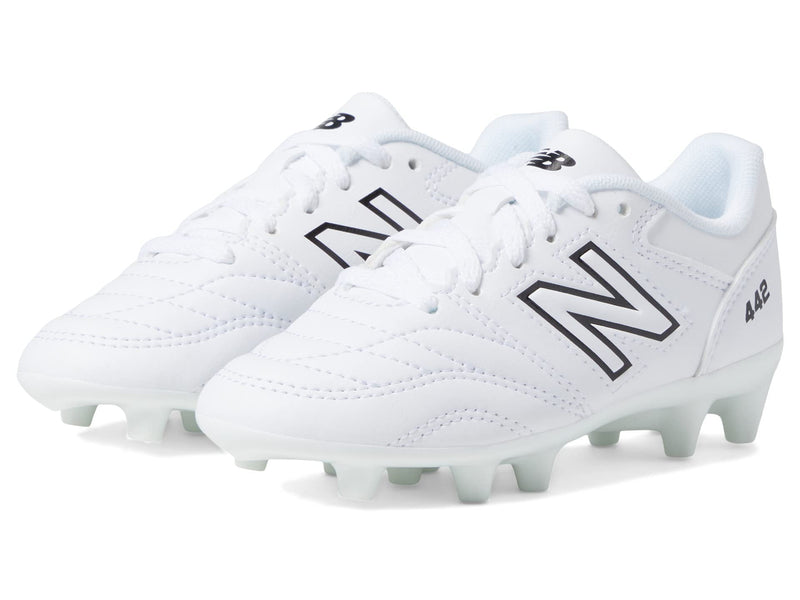 New Balance Boy's 442 V2 Academy FG Junior Soccer Shoe, White/Black, 5 Big Kid