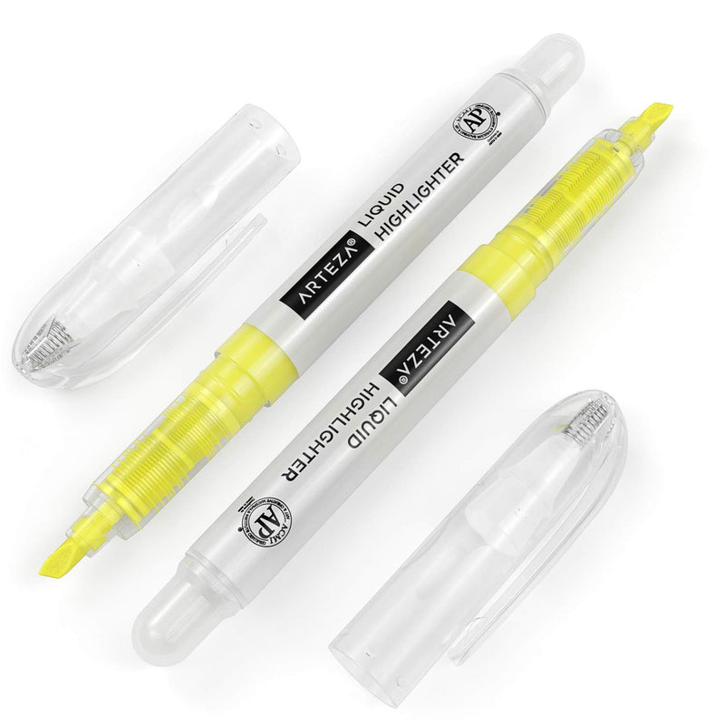 Arteza Liquid Highlighters, Yellow, Chisel Tip - Set of 12