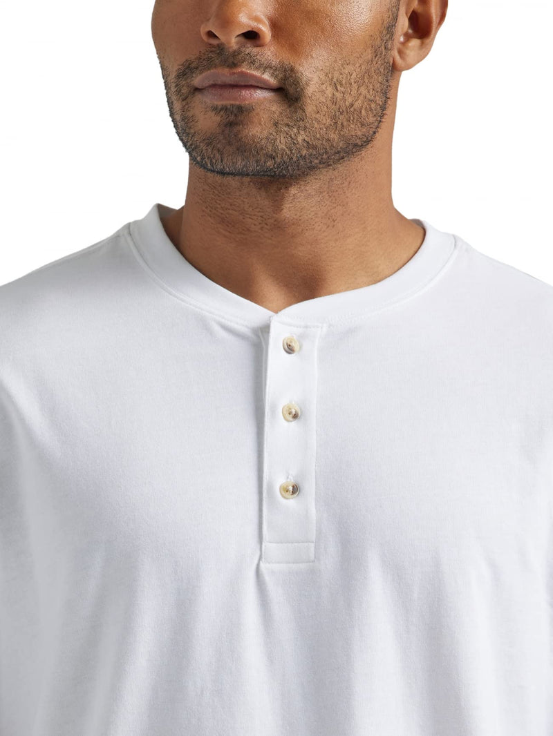 Wrangler Authentics Men's Short Sleeve Henley Tee, Bright White, X-Large