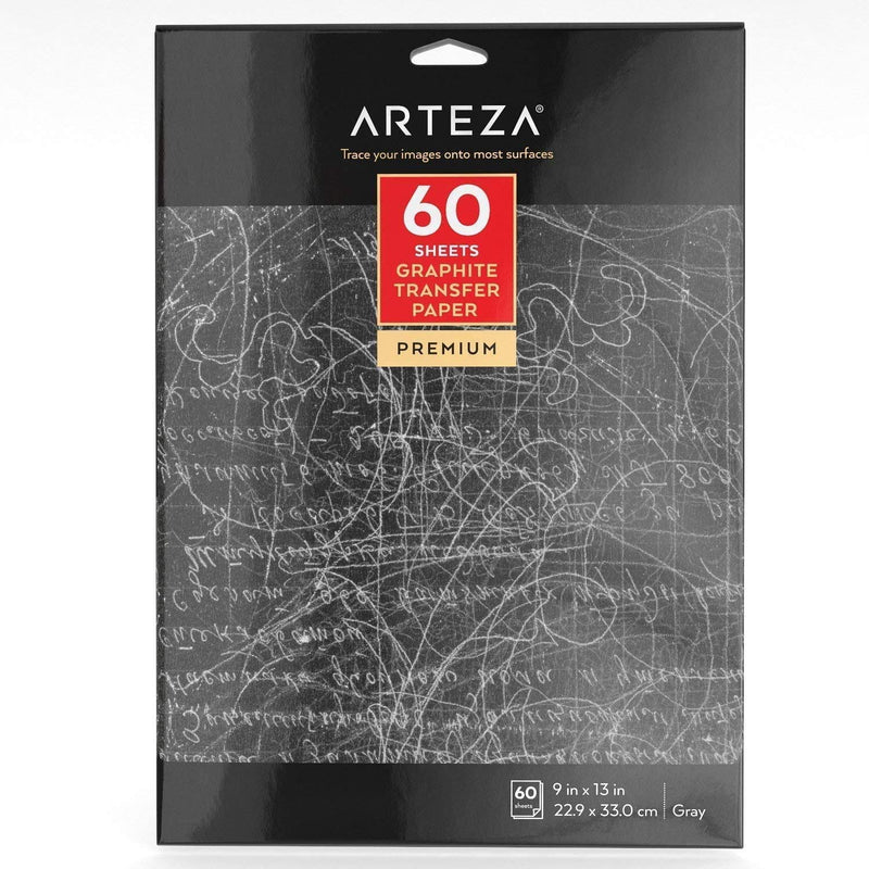 Arteza Gray Graphite Transfer Paper, 9" x 13" , 60 Sheets