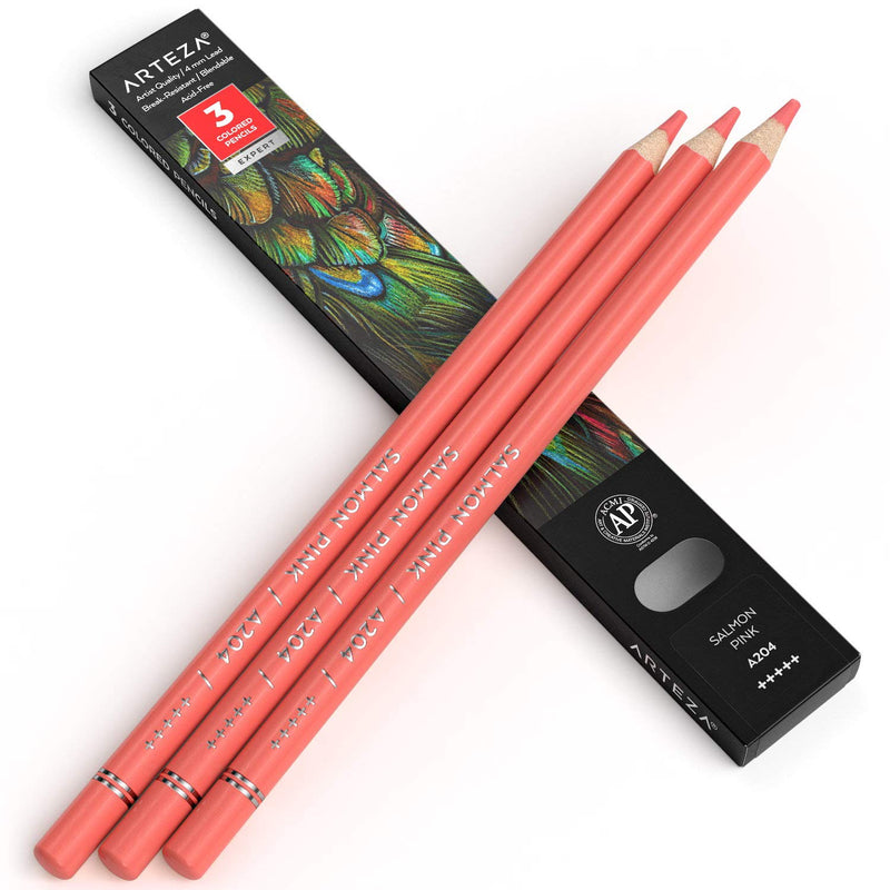 Arteza Expert Colored Pencils, A204 Salmon Pink - 3 Pack