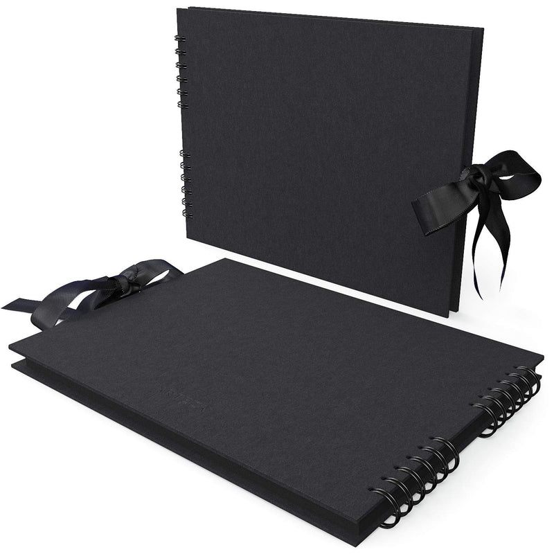 Arteza Spiral-Bound Scrapbook, 8.5" x 11", 40 Black Sheets - Pack of 2