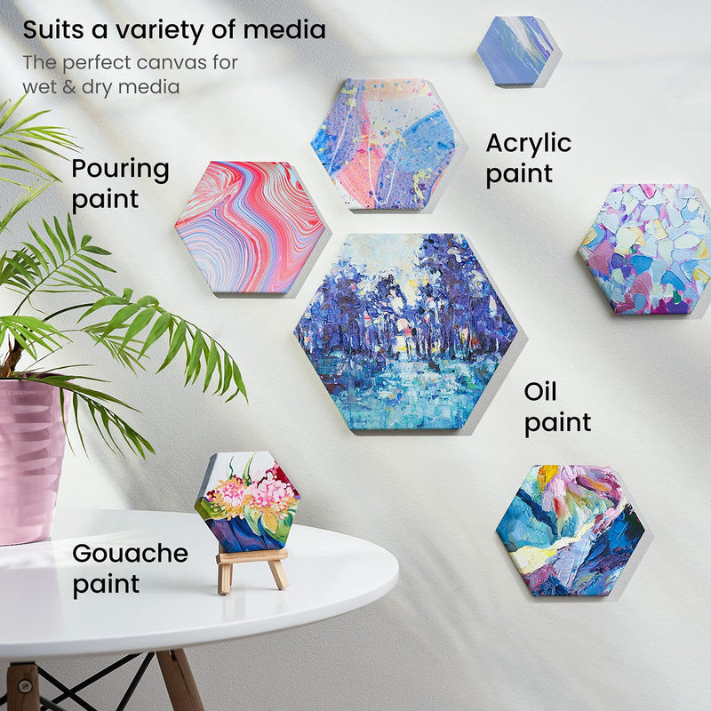 Arteza Hexagon Stretched Canvas, 4" Sides - Pack of 12