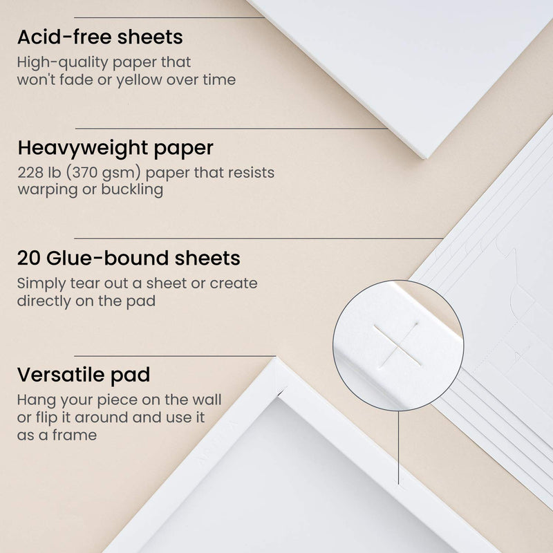 Arteza DIY Foldable Canvas Frame, Mixed Media, 8" x 11" - 20 Sheets