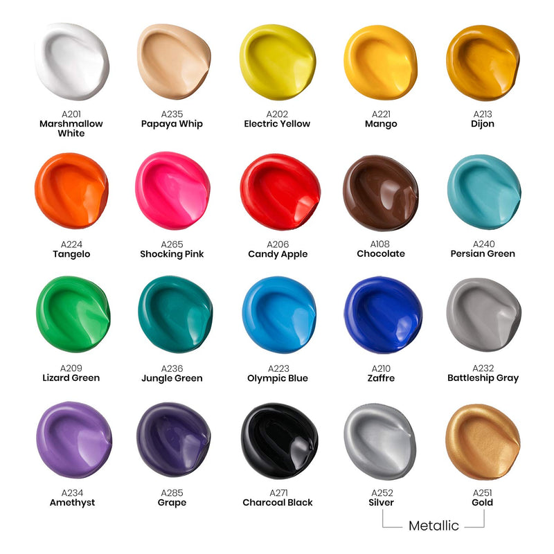 Arteza Outdoor Acrylic Paint, 2oz Bottles - Set of 20
