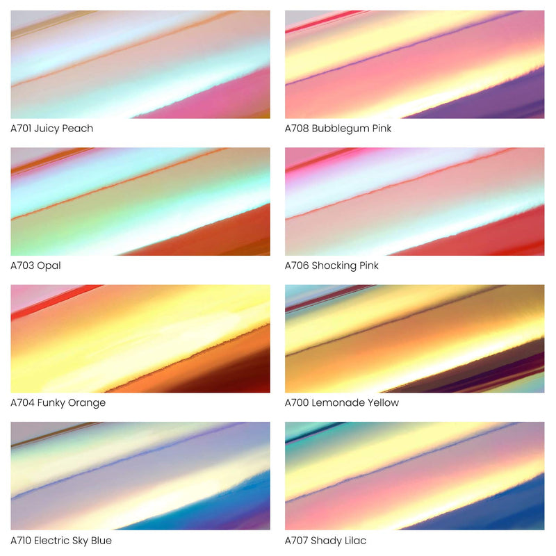 Arteza Holographic Self Adhesive Vinyl, Red & Pink Tones, 12" x 12" - Set of 8
