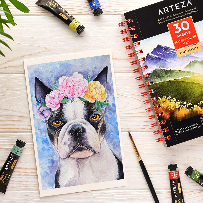 Arteza Watercolor Pad, 5.5" x 8.5", 30 sheets - Pack of 3