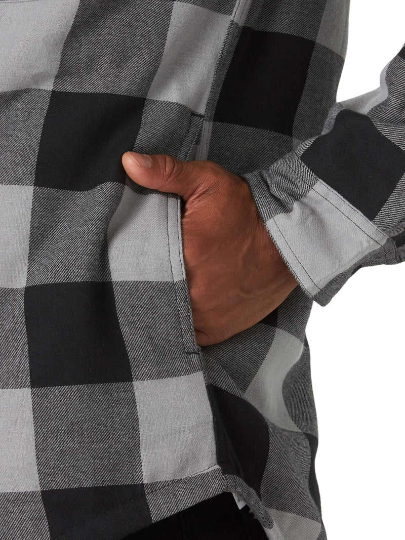 Wrangler Authentics Men's Long Sleeve Sherpa Lined Shirt Jacket, Grey Buffalo, Small