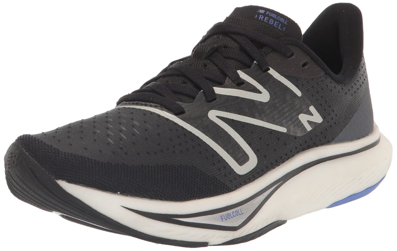 New Balance Women's FuelCell Rebel V3 Running Shoe, Black/Aura/Vibrant Spring Glo, 10