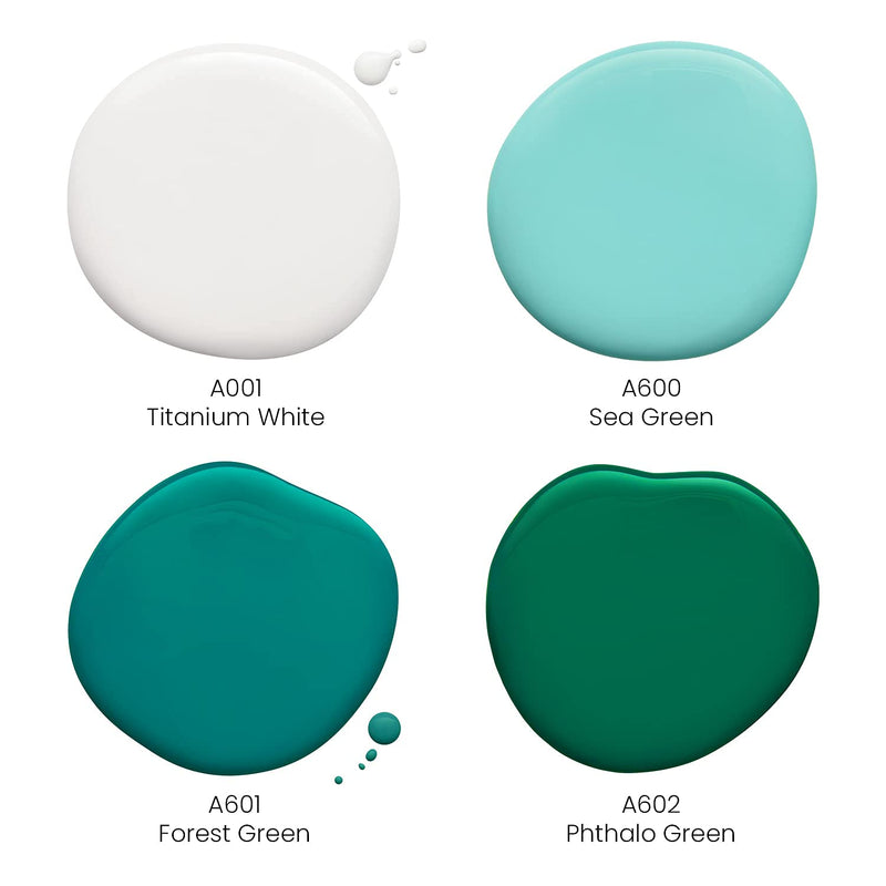 Arteza Pouring Acrylic Paint, Aqua Tones, 4oz Bottles - Set of 4