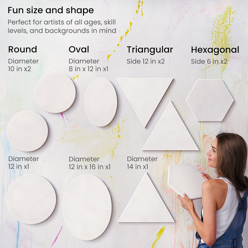 Arteza Mixed Shape Canvases, Multi-Pack Big Sizes - Set of 10