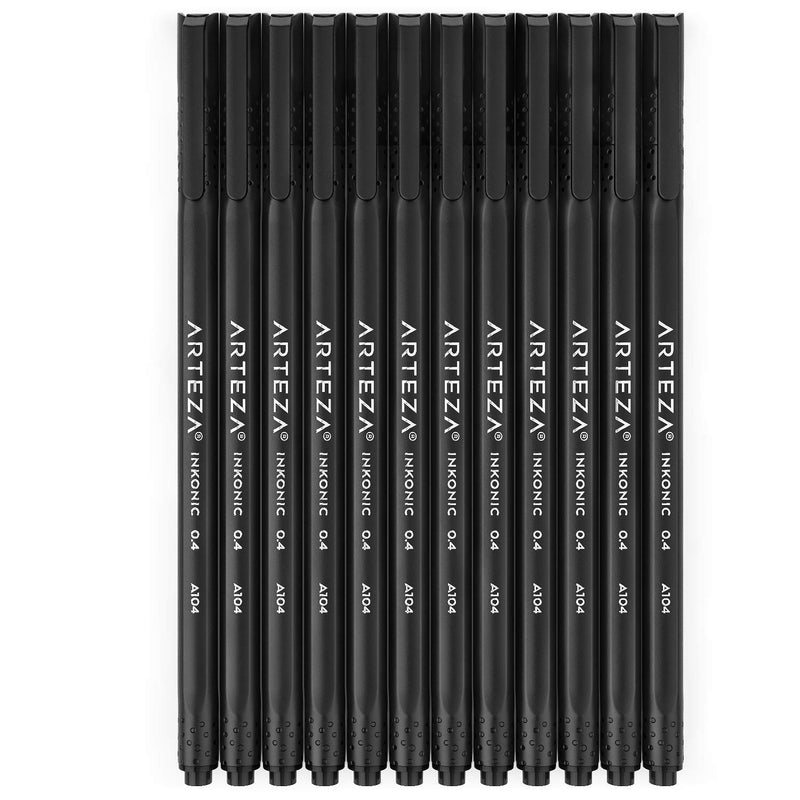 Arteza Inkonic™ Fineliner Pens, Black - Pack of 12