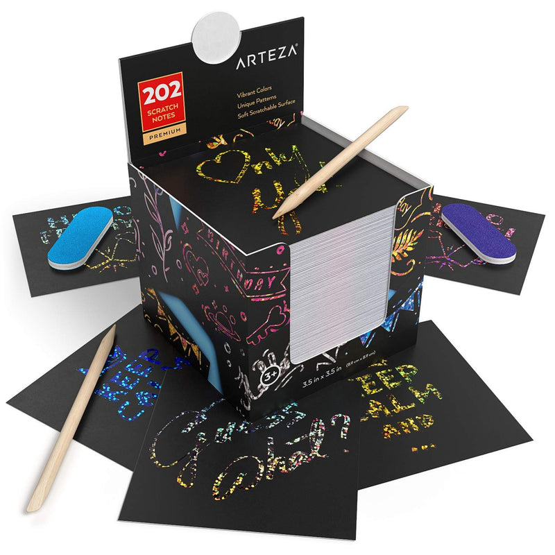 Arteza Scratch Paper Notes, Rainbow & Holographic - Set of 404