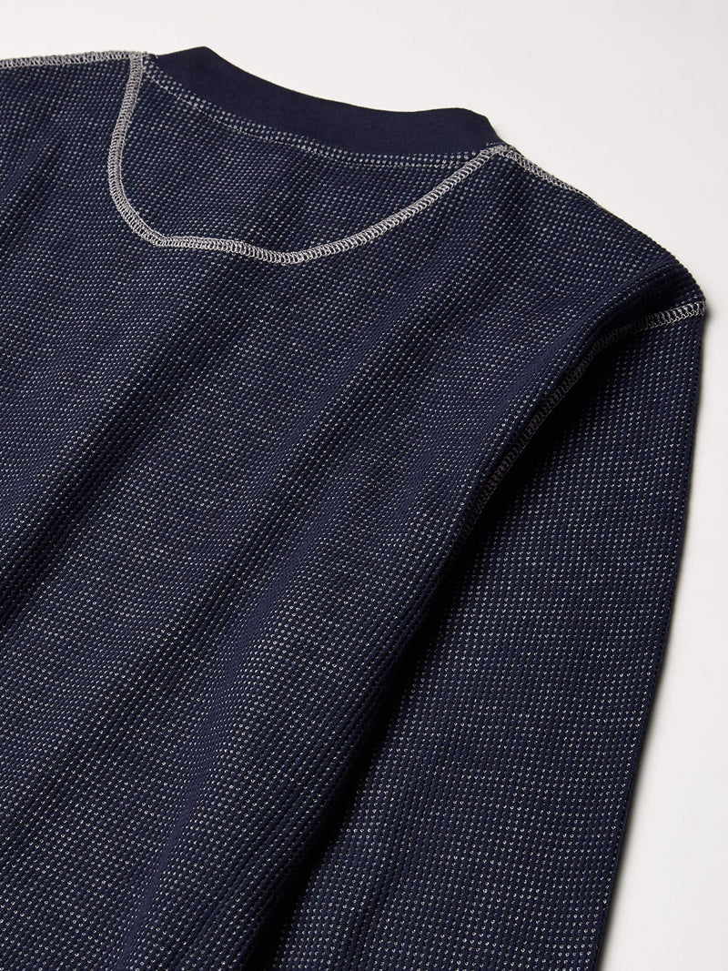 Wrangler Authentics Men's Long Sleeve Waffle Henley, Mood Indigo, XX-Large