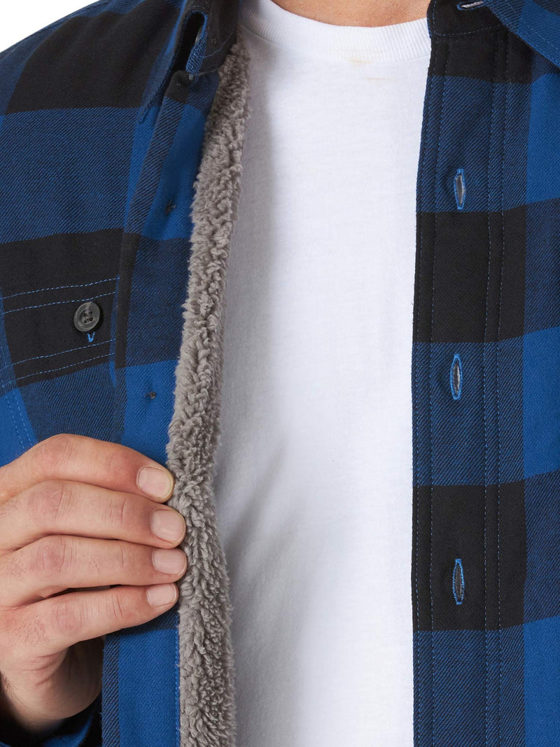 Wrangler Authentics Men's Long Sleeve Sherpa Lined Shirt Jacket, Blue Buffalo, XX-Large