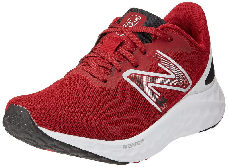 New Balance Men's Fresh Foam Arishi V4 Running Shoe, Crimson/White/Silver Metallic, 7.5