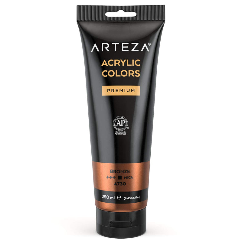 Arteza Metallic Acrylic Paint, 8.45 fl oz Tube - Bronze A202