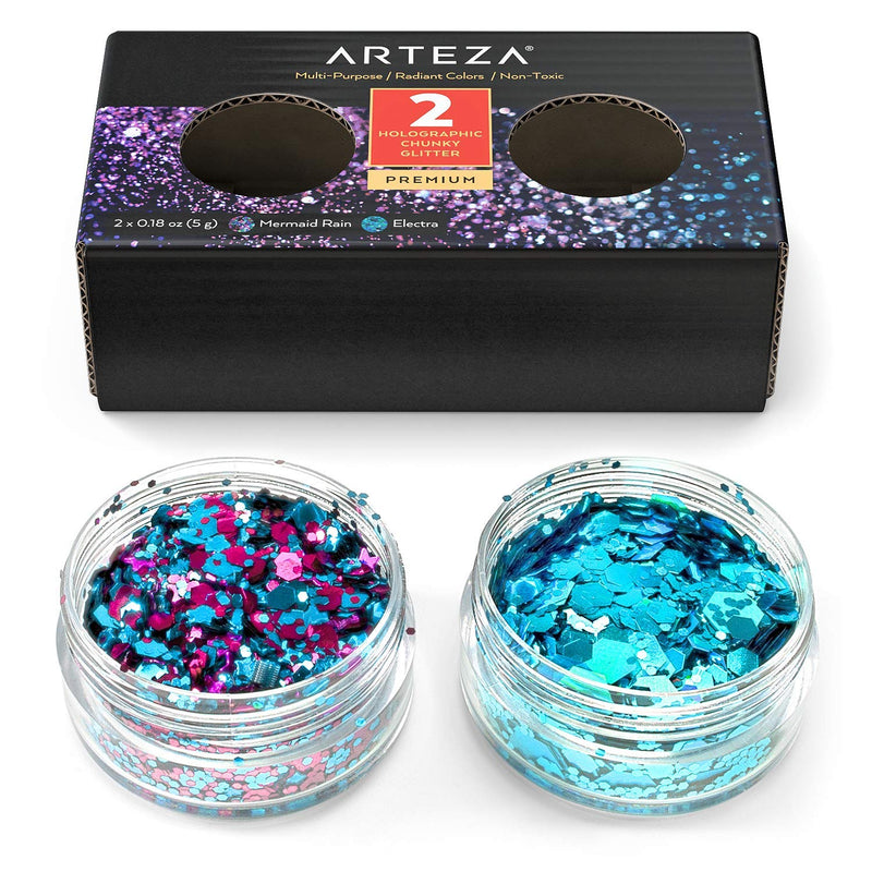 Arteza Holographic Chunky Glitter, Set of 2