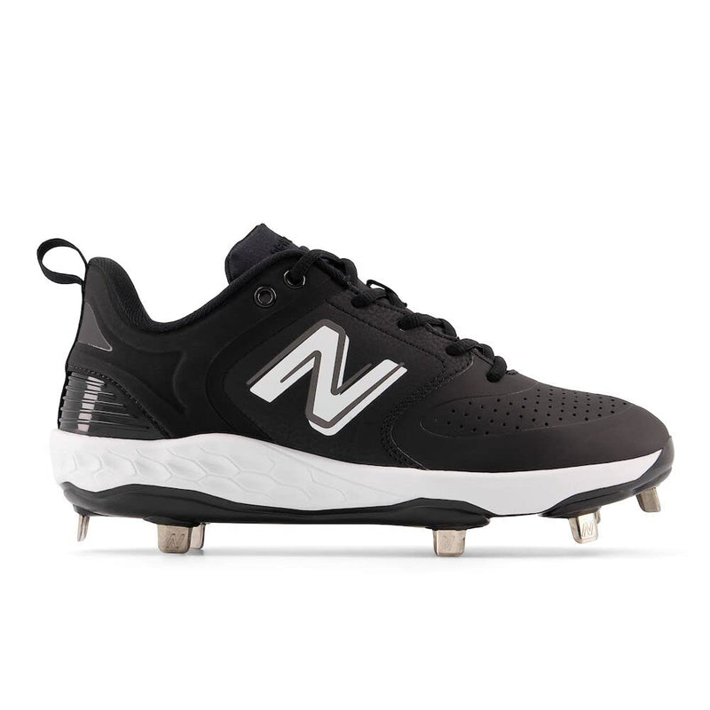 New Balance Women's Fresh Foam Velo V3 Softball Shoe, Black/White, 5