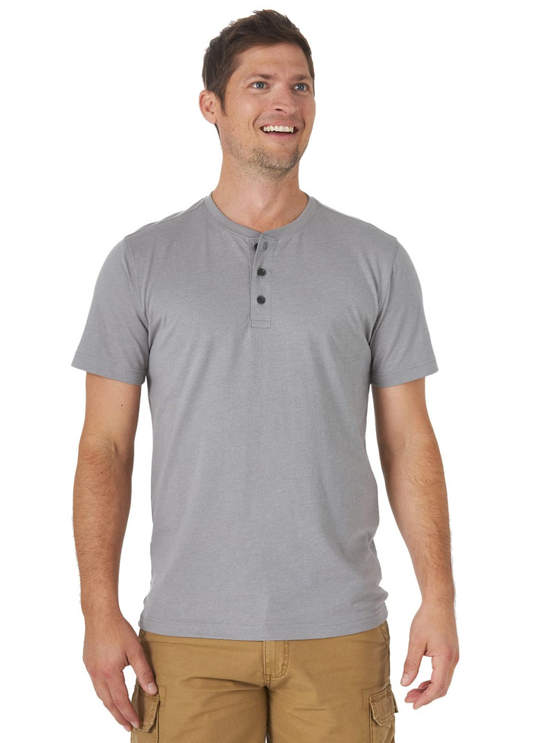 Wrangler Authentics Men's Short Sleeve Henley Tee, Frost Gray Heather, XX-Large