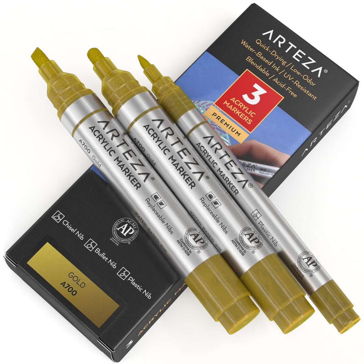 Arteza Acrylic Markers, Gold A700 - 3 Pack — SnaggIt