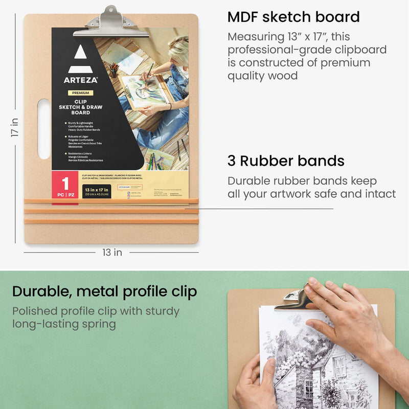 Arteza Clip Sketch & Draw Board, 13” x 17”