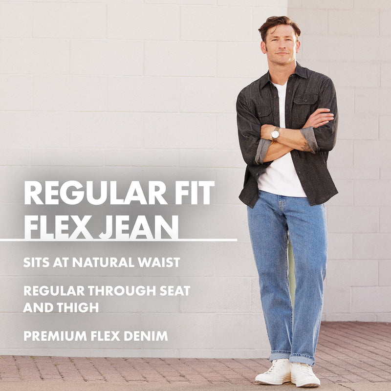 Wrangler Authentics Men's Classic 5-Pocket Regular Fit Jean, Dark Stonewash Flex, 29W X 34L