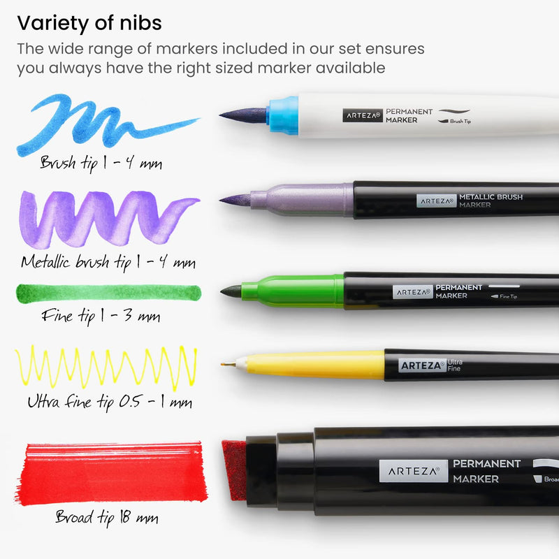 Arteza Permanent Markers Ultimate Supreme Set, Assorted - 80 Pieces