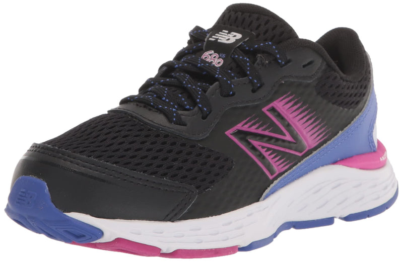 New Balance Kid's 680 V6 Lace-up Running Shoe, Black/Magenta Pop/Aura, 11 Wide Little Kid