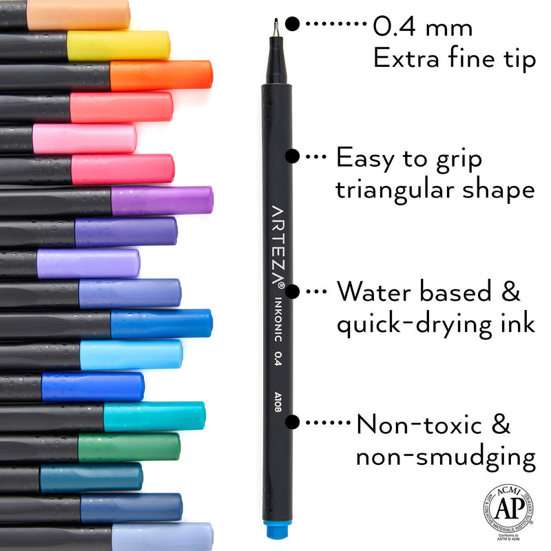 Arteza Inkonic™ Fineliner Pens - Set of 72