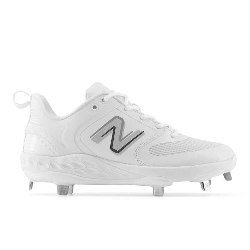 New Balance Women's Fresh Foam Velo V3 Softball Shoe, White/Rain Cloud, 13