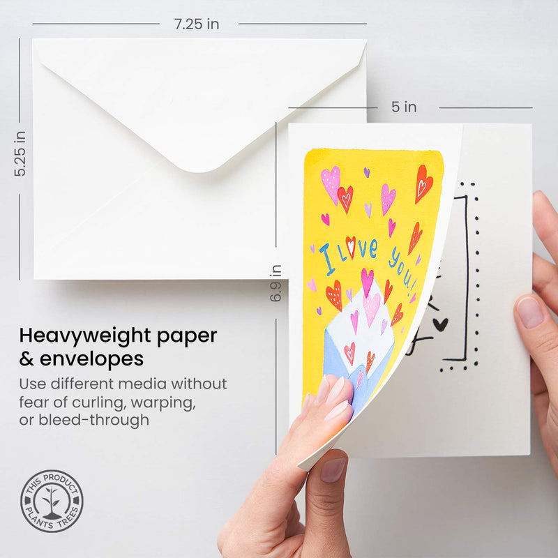Arteza Expert Watercolor Cards & Envelopes, 100% Cotton, 5" x 7", 25 Sheets - Pack of 2