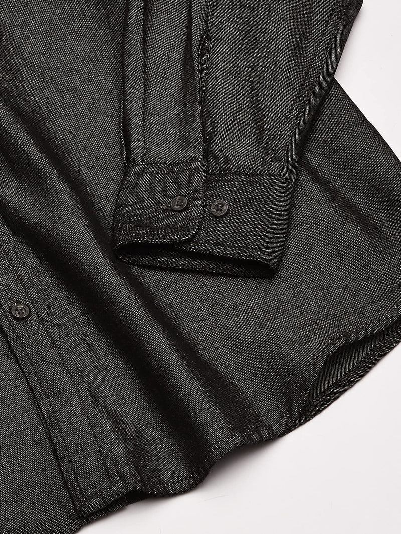 Wrangler Authentics Men's Long Sleeve Classic Woven Shirt, Black Denim, XX-Large