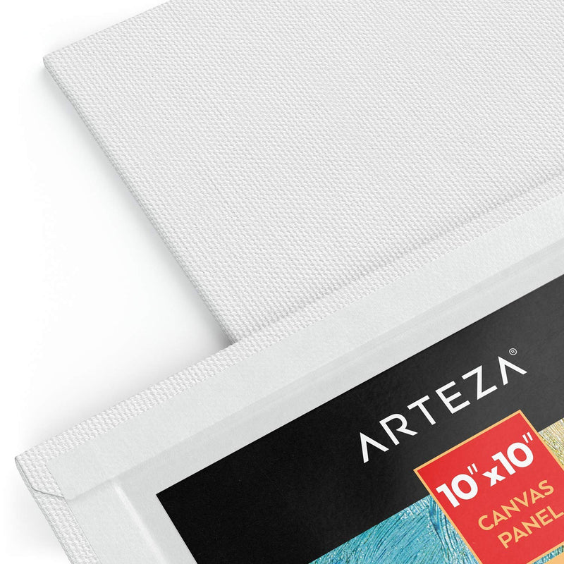 Arteza Premium Canvas Panels, 10" x 10" - Pack of 14