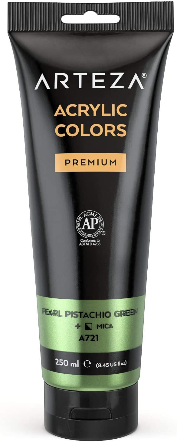 Arteza Metallic Acrylic Paint, 8.45 fl oz Tube - Pearl Pistachio Green A234