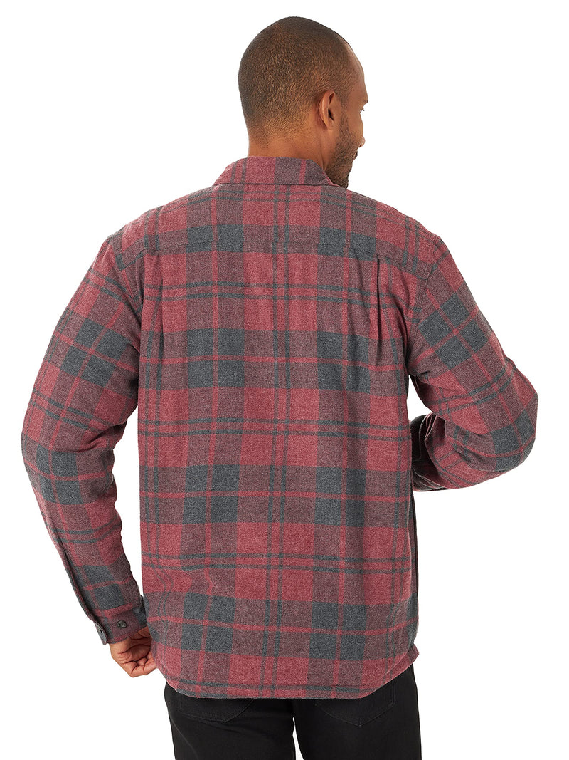 Wrangler Authentics Men's Long Sleeve Sherpa Lined Shirt Jacket, Current Heather, Large