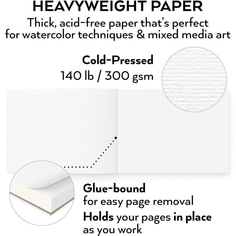 Arteza Premium Watercolor Pad, Cold-Pressed, 9" x 12", 32 Sheets - Pack of 2